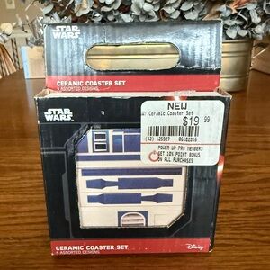 NEW Star Wars Disney Ceramic Coaster Set - R2-D2, Chewbacca, Darth Vader, Yoda
